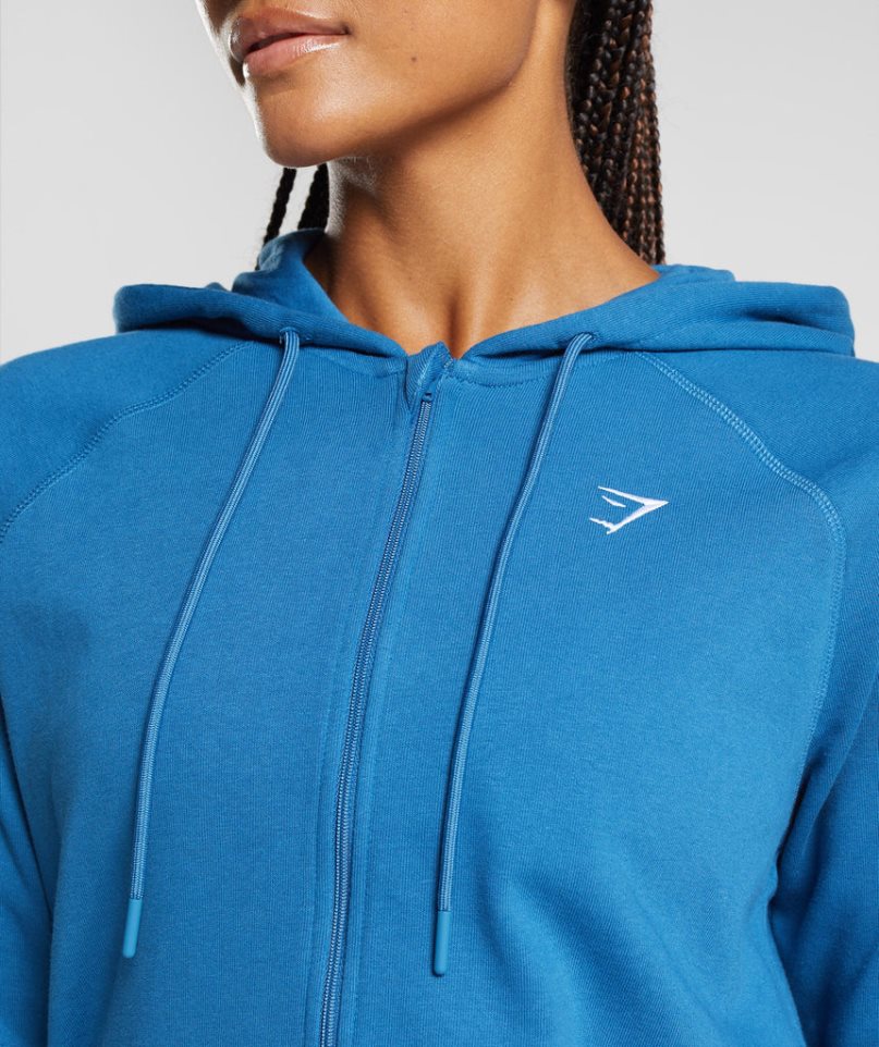 Women's Gymshark Training Zip Hoodie Blue | CA 6N573D